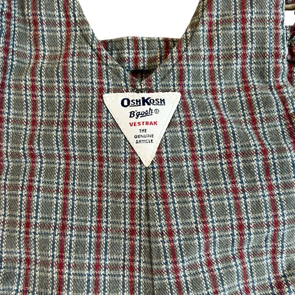 Vintage‎ OshKosh B’gosh Vestbak Plaid Overalls – 18–24M (Est.) - Picture 7 of 9